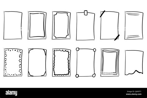 Draw frame box and hand drawn sketch border. Square handdrawn boarder brush doodle vector ...