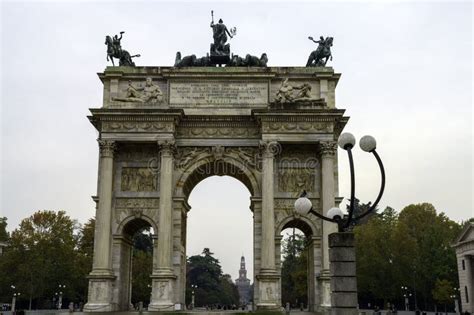 Arco Della Pace and Castello Sforzesco in Milan, Italy Stock Image ...