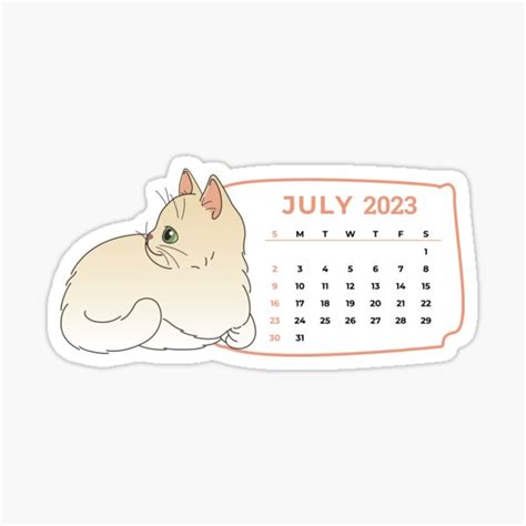 "Cute Cats Calendar 2023, July 2023 Calendar For Cat Lovers, Monthly ...