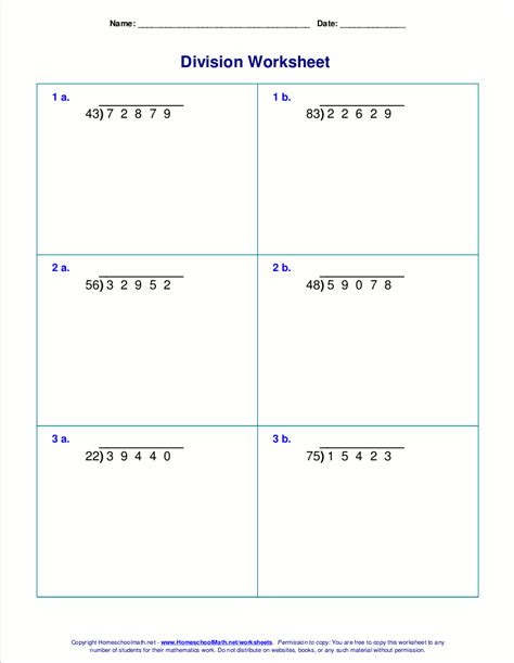 Worksheets for division with remainders