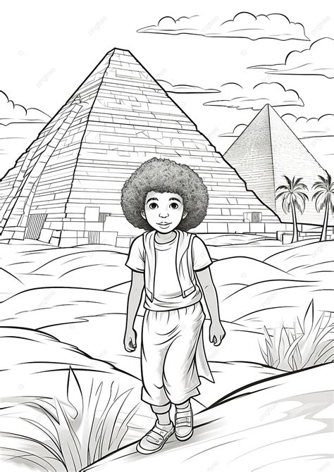 Children Coloring Vector Landscape Of Egypt With The Pyramids Background Wallpaper Image For ...