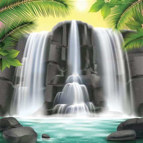 Waterfall Realistic Background Vector Illustration 2273663 Vector Art ...