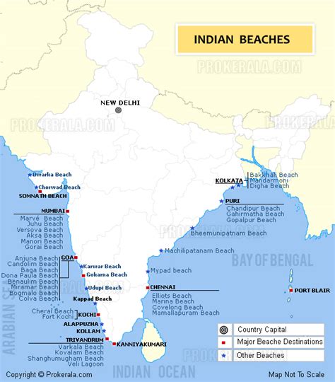 Beaches in India | India map showing location of popular Indian beaches