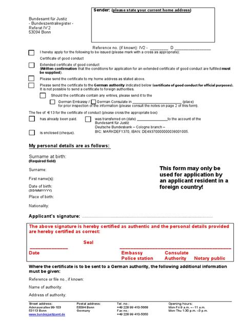 Application Form Certificate of Good Conduct Engl Data | PDF | Cheque ...