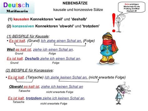 Nebensätze: obwohl weil - deshalb - trotzdem