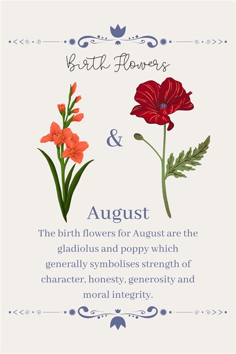 birth flowers, august. | Birth flower tattoos, August birth flower ...