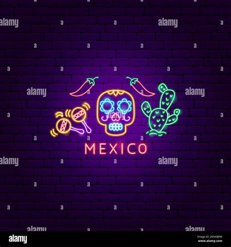 Mexico Neon Label Stock Vector Image & Art - Alamy