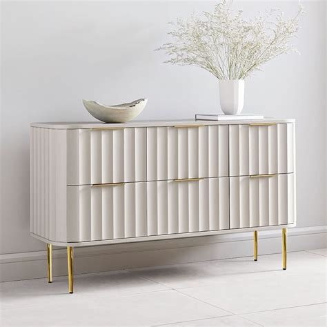 Modern 6-Drawer White Bedroom Dresser for Storage in Gold | White dresser bedroom, Bedroom ...