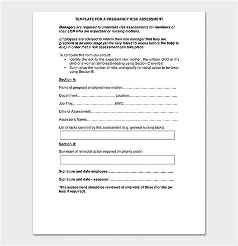 Risk Assessment Template For Pregnant Workers