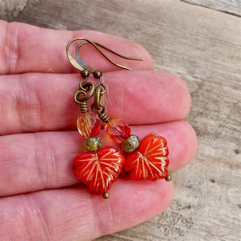 Leaf Earrings Hypoallergenic Dangle Earrings Titanium Drop | Etsy