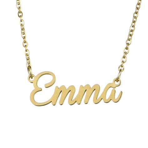 Drop Shipping Personalized Custom Necklaces Gold Color Stainless Steel Name Emma Necklace For ...