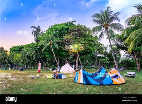 Camping along seaside of East Coast Park, Singapore Stock Photo - Alamy