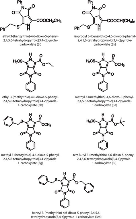 Chemical structures of the pyrrole derivatives 3i, 3k, 3h, 3a, 3g, 3l,... | Download Scientific ...