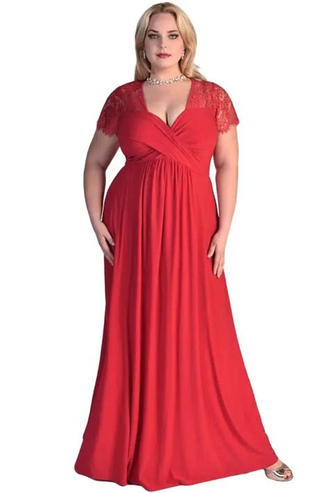 Women Ruched Twist High Waist Red Plus Size Gala Dresses - Online Store ...