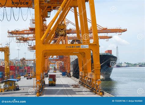 Shore Crane Loading Containers in Freight Ship Editorial Photo - Image of high, maritime: 73339746