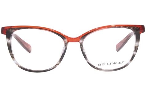 Bellinger Eyeglasses Frame Women's Legacy-3144 C171 Red/Black Stripe 50-16-135 | EyeSpecs.com