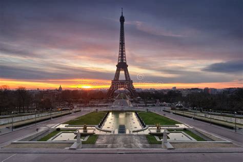 Eiffel Tower Sunrise stock image. Image of building, sunset - 52677593