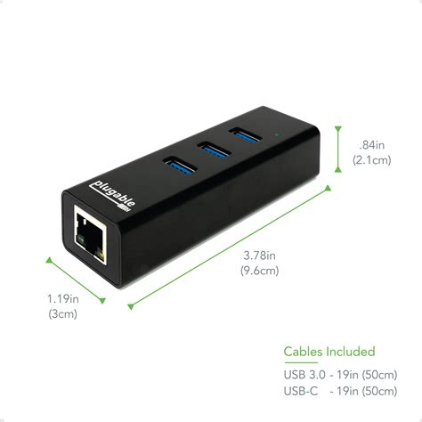 Plugable USB 3.0 3-Port Bus Powered Hub with Gigabit Ethernet ...