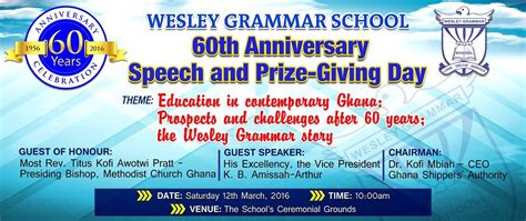 Wesley Grammar School 60th Anniversary Speech & Prize Day - YouTube