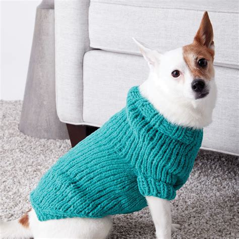Free Easy Bernat Pet Knit Dog Coat Knit Pattern | Yarnspirations | Knitted dog sweater pattern ...