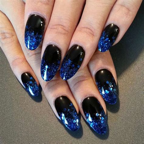 Black and blue | Blue nails, Ombre nails, Black and blue nails