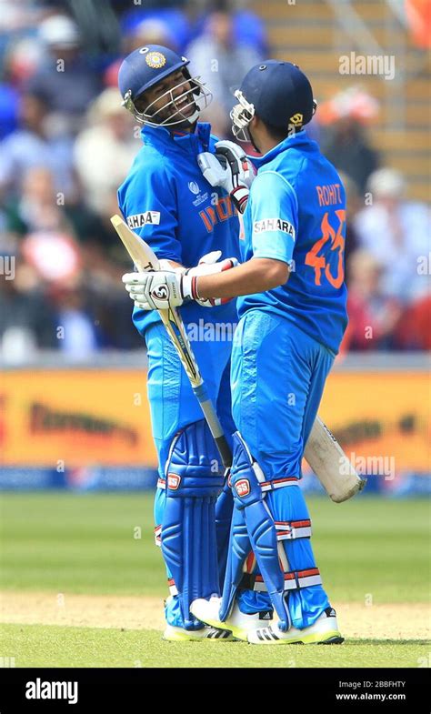 Indias shikhar dhawan celebrates with team mate rohit sharma hi-res ...