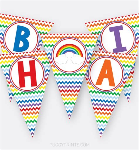 Rainbow Happy Birthday Banner Printable Rainbow Banner | Etsy