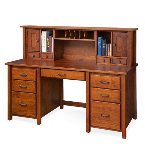 ESHTON DOUBLE PEDESTAL DESK and SMALL HUTCH - Buxtons Quality Furniture