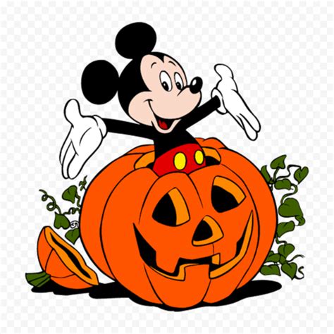 Mickey Mouse Sitting On Halloween Pumpkin PNG Image | Citypng