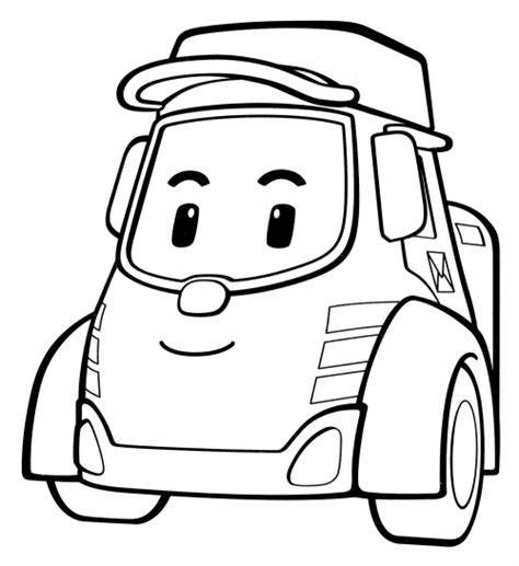 Posty the lorry coloring page (Robocar Poli) - free and printable