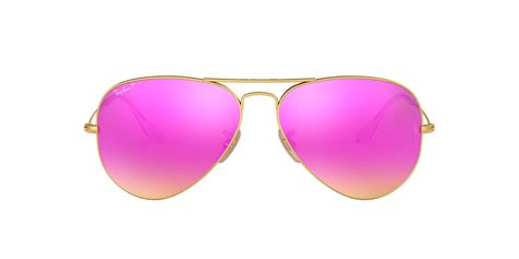 Ray-Ban RB3025 58 ORIGINAL AVIATOR 58 Pink & Gold Matte Polarized ...