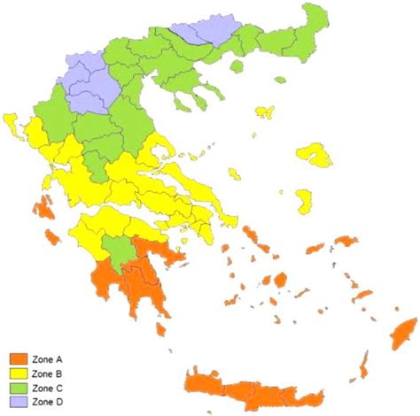 Climatic zones in Greece, according to KENAK. | Download Scientific Diagram