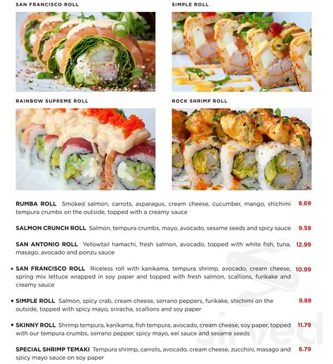 Kumori Sushi & Teppanyaki menu in McAllen, Texas, USA