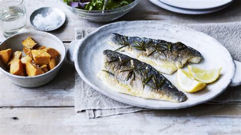 Sea bass fillet with rosemary and lemon recipe - BBC Food