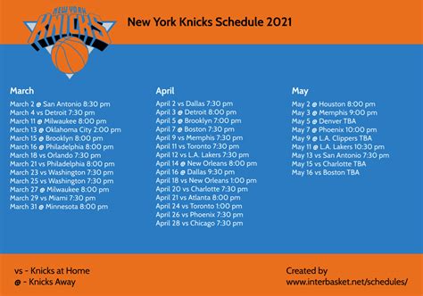 Printable New York Knicks schedule, free NYK TV schedule for 2020-21 ...