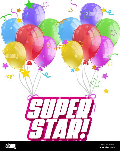 Font design for word superstar with colorful balloons illustration ...