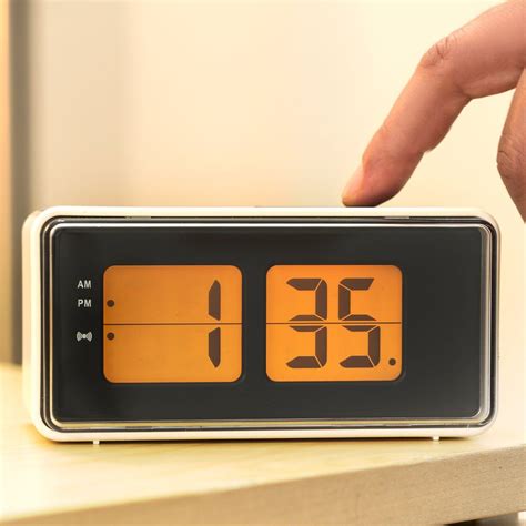 Digital Alarm Clock White — Kikkerland Design Inc Flip Alarm Clock, Alarm Clock Design, Retro ...