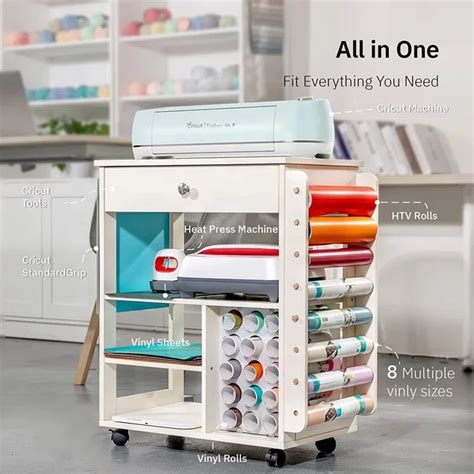 Oem Organization Rolling Storage Cabinet Cart Compatible Heat Presses Crafting Desk Craft Table ...