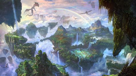 Wallpaper : dragon, landscape, fantasy art, fantasy city 4000x2250 ...