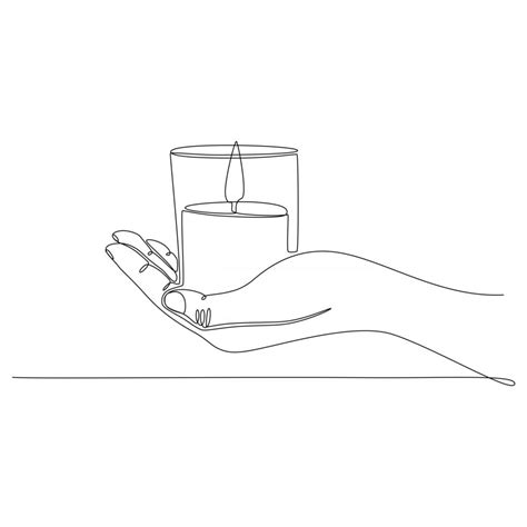 continuous line drawing of a hand holding a candle vector illustration ...