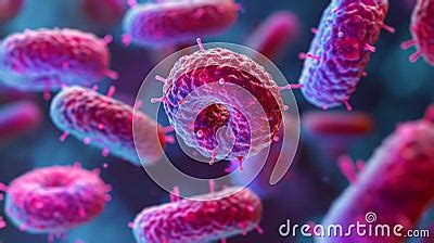 Colorful Serratia Marcescens Bacteria Under Microscope AI Generated Stock Illustration ...