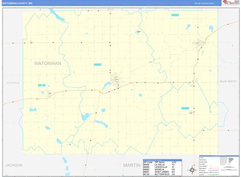 Watonwan County, MN Zip Code Wall Map Basic Style by MarketMAPS - MapSales