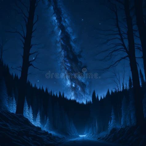 Mystical Moonlit Forest Serene Nature Night Background, Ai Generative ...