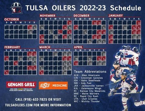 Tulsa Oilers 2024 Schedule - Tommy Gretchen