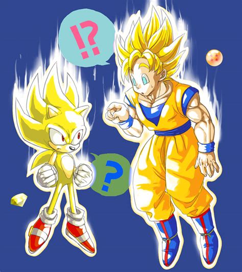 son goku, sonic the hedgehog, and super sonic (dragon ball and 1 more) | Danbooru