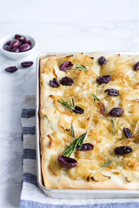 Focaccia with olives and onions - Pina Bresciani