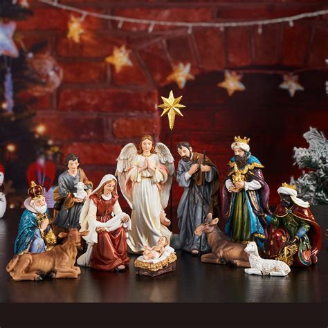 The Holiday Aisle® 13 Piece Indoor Christmas Nativity Sets Holy Family Religious Decorations ...