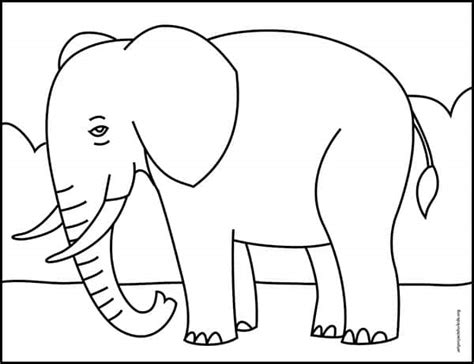 Easy How to Draw an Elephant for Kids Tutorial Video and Elephant ...