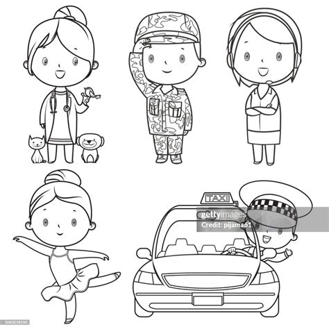 Coloring Book Professions Kids Set High-Res Vector Graphic - Getty Images