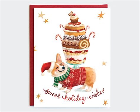 Corgi Holiday Card Corgi Christmas Card Holiday Treat Card | Etsy